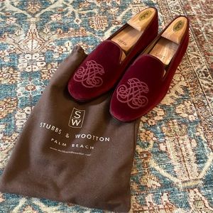 Men’s Red Velvet Stubbs & Wootton Palm Beach Slippers 9
